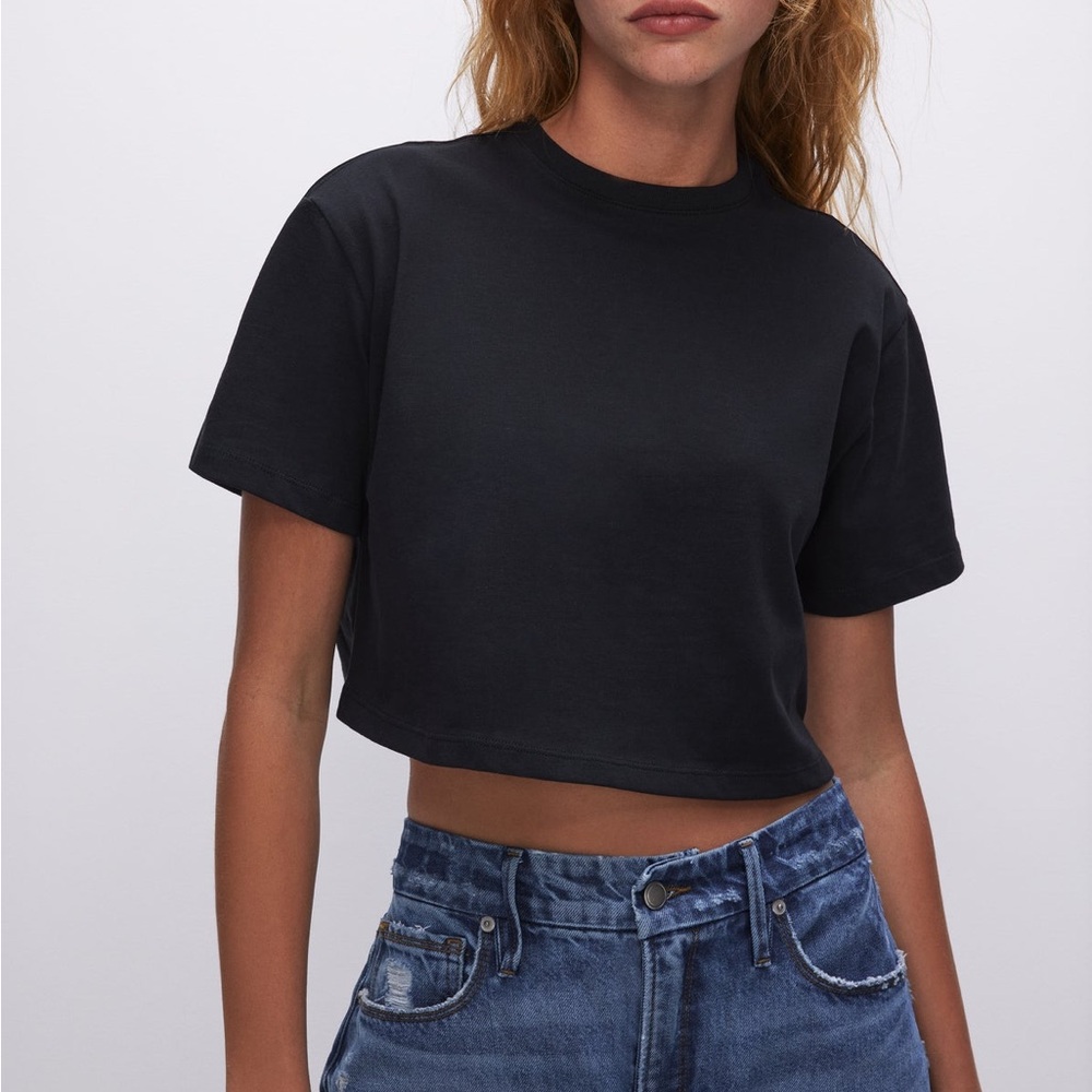 NWT‎ Good American Black Cotton Crop Top Sz L (3)